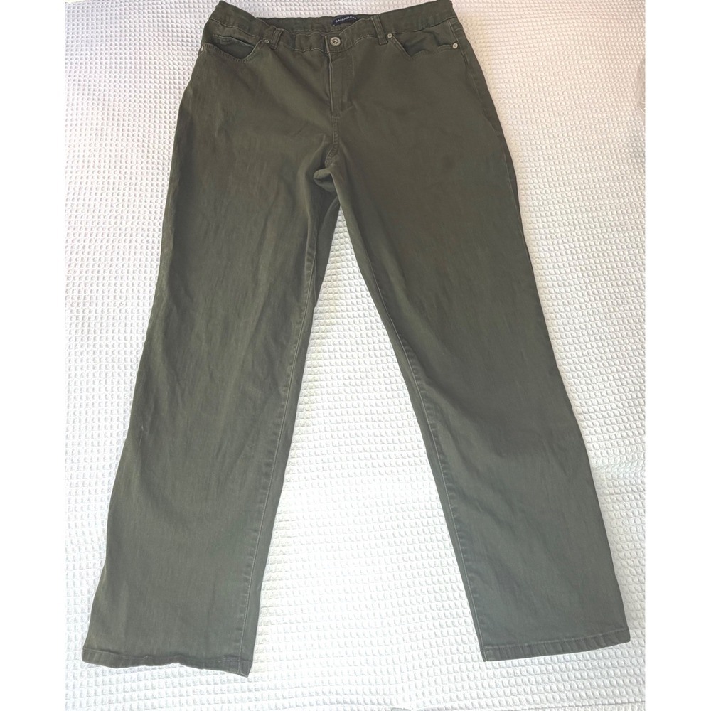 Bandolino Mandie Jean Olive Green Straight Leg Pants Womens 18